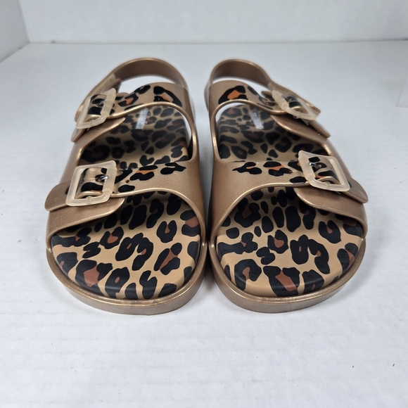 Mini Melissa Girls' Wide Leopard Gold Jelly Sandals Size Eu 28/29 US 11 Toddler - Picture 3 of 7